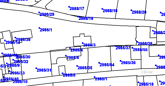 Parcela st. 2986/3 v KÚ Libeň, Katastrální mapa