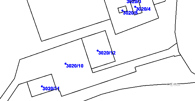 Parcela st. 3020/12 v KÚ Libeň, Katastrální mapa