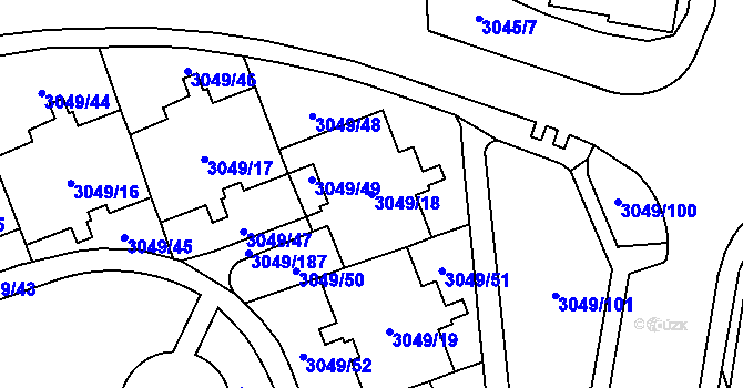 Parcela st. 3049/18 v KÚ Libeň, Katastrální mapa