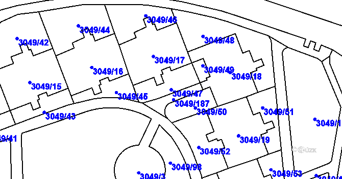 Parcela st. 3049/47 v KÚ Libeň, Katastrální mapa