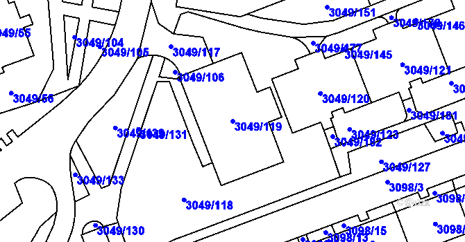 Parcela st. 3049/119 v KÚ Libeň, Katastrální mapa