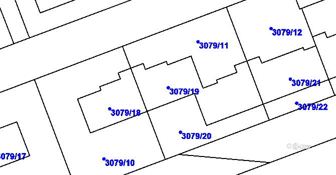 Parcela st. 3079/19 v KÚ Libeň, Katastrální mapa