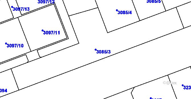 Parcela st. 3085/3 v KÚ Libeň, Katastrální mapa