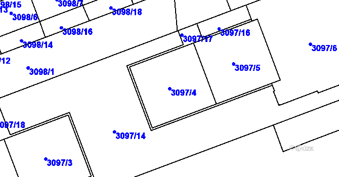 Parcela st. 3097/4 v KÚ Libeň, Katastrální mapa