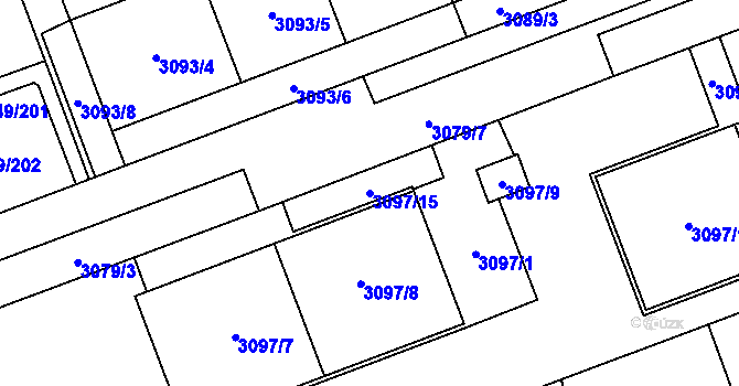 Parcela st. 3097/15 v KÚ Libeň, Katastrální mapa