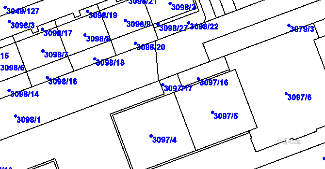 Parcela st. 3097/17 v KÚ Libeň, Katastrální mapa