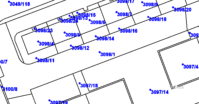 Parcela st. 3098/1 v KÚ Libeň, Katastrální mapa