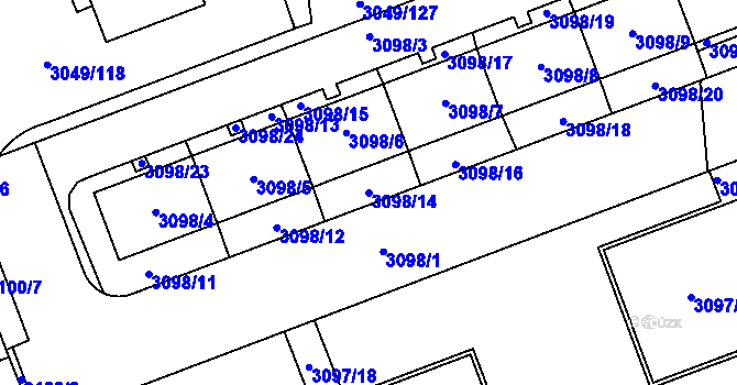 Parcela st. 3098/14 v KÚ Libeň, Katastrální mapa