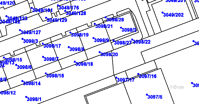 Parcela st. 3098/20 v KÚ Libeň, Katastrální mapa
