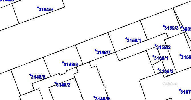 Parcela st. 3148/7 v KÚ Libeň, Katastrální mapa