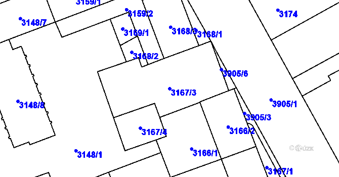 Parcela st. 3167/3 v KÚ Libeň, Katastrální mapa