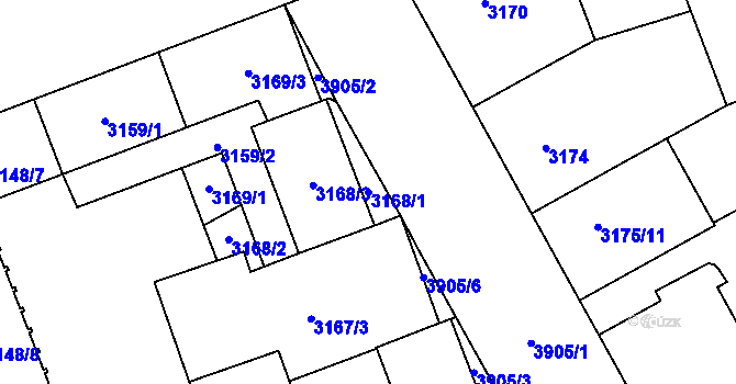 Parcela st. 3168/1 v KÚ Libeň, Katastrální mapa