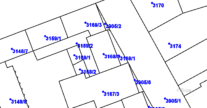 Parcela st. 3168/3 v KÚ Libeň, Katastrální mapa