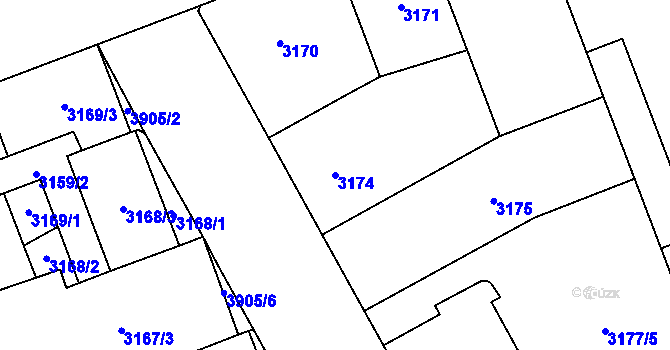Parcela st. 3174 v KÚ Libeň, Katastrální mapa