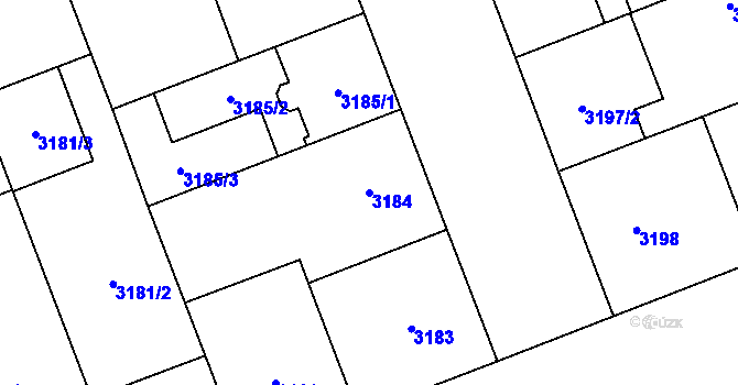 Parcela st. 3184 v KÚ Libeň, Katastrální mapa