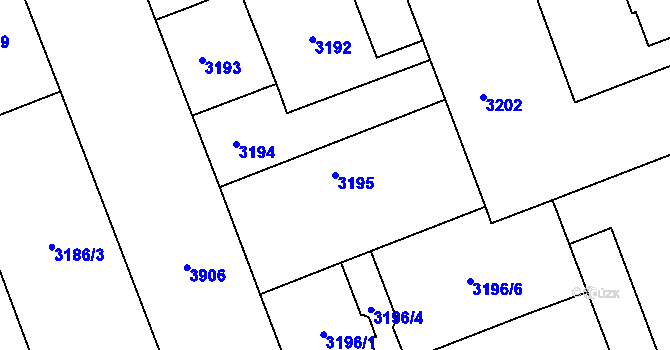 Parcela st. 3195 v KÚ Libeň, Katastrální mapa