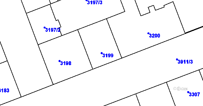 Parcela st. 3199 v KÚ Libeň, Katastrální mapa