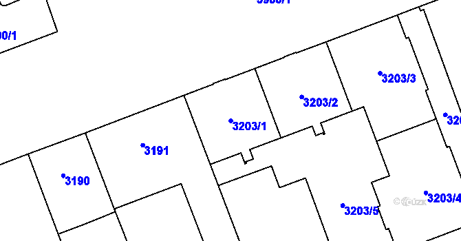 Parcela st. 3203/1 v KÚ Libeň, Katastrální mapa