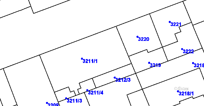 Parcela st. 3212/1 v KÚ Libeň, Katastrální mapa