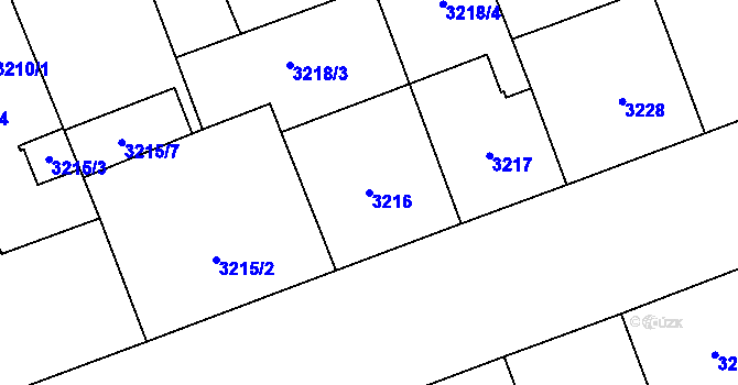 Parcela st. 3216 v KÚ Libeň, Katastrální mapa