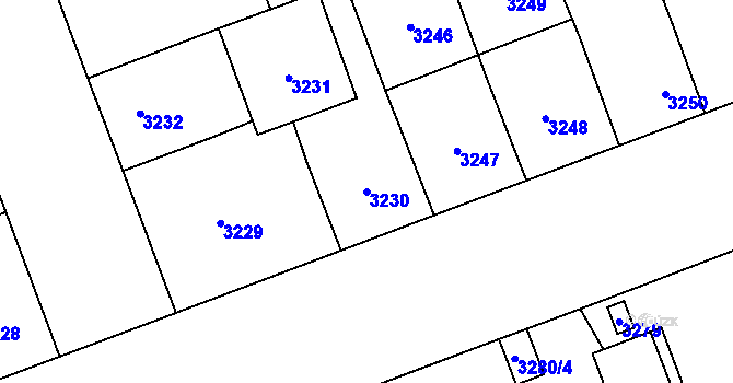 Parcela st. 3230 v KÚ Libeň, Katastrální mapa