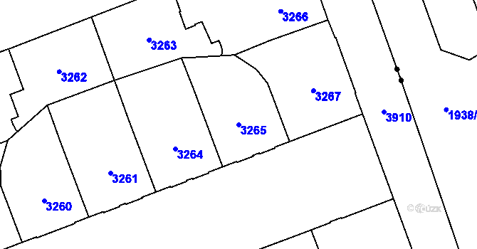 Parcela st. 3265 v KÚ Libeň, Katastrální mapa