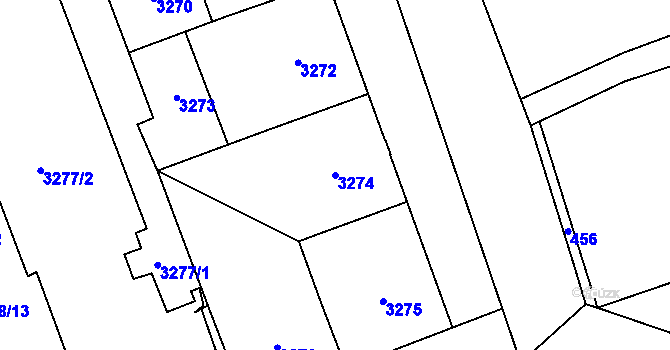 Parcela st. 3274 v KÚ Libeň, Katastrální mapa