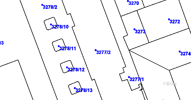 Parcela st. 3277/2 v KÚ Libeň, Katastrální mapa