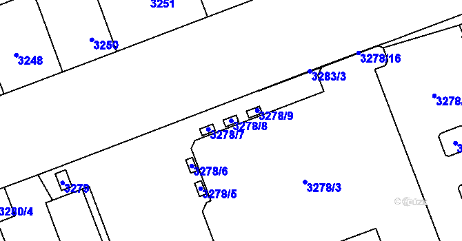 Parcela st. 3278/8 v KÚ Libeň, Katastrální mapa