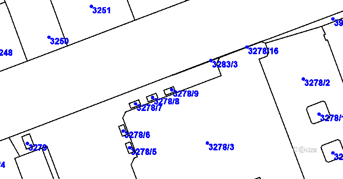 Parcela st. 3278/9 v KÚ Libeň, Katastrální mapa