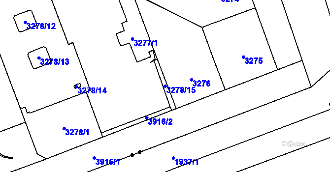 Parcela st. 3278/15 v KÚ Libeň, Katastrální mapa
