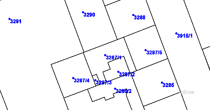Parcela st. 3287/1 v KÚ Libeň, Katastrální mapa