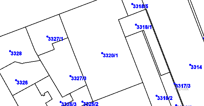 Parcela st. 3320/1 v KÚ Libeň, Katastrální mapa