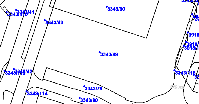Parcela st. 3343/49 v KÚ Libeň, Katastrální mapa