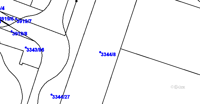 Parcela st. 3344/8 v KÚ Libeň, Katastrální mapa