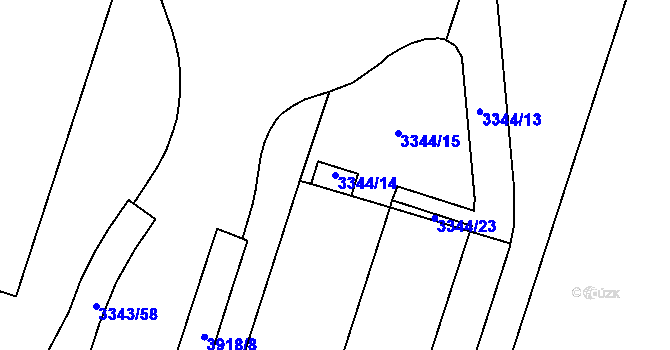 Parcela st. 3344/14 v KÚ Libeň, Katastrální mapa