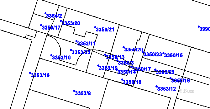 Parcela st. 3350/13 v KÚ Libeň, Katastrální mapa