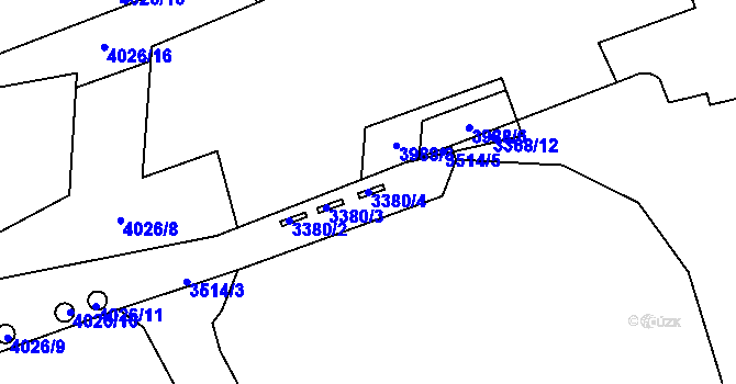 Parcela st. 3380/4 v KÚ Libeň, Katastrální mapa