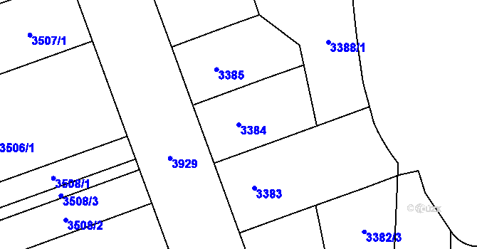 Parcela st. 3384 v KÚ Libeň, Katastrální mapa