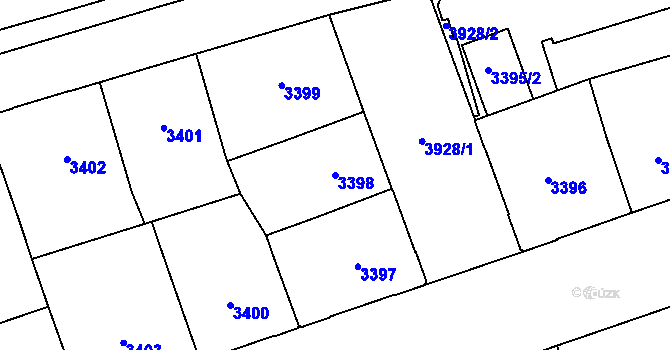 Parcela st. 3398 v KÚ Libeň, Katastrální mapa