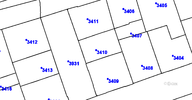 Parcela st. 3410 v KÚ Libeň, Katastrální mapa