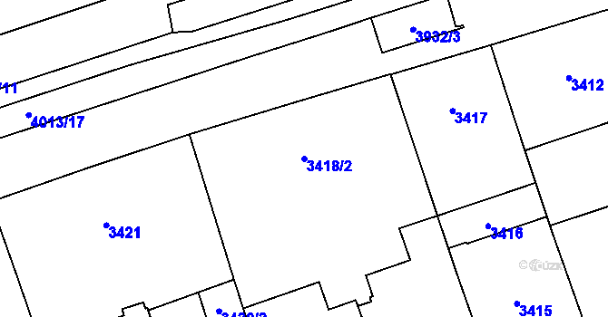 Parcela st. 3418/2 v KÚ Libeň, Katastrální mapa