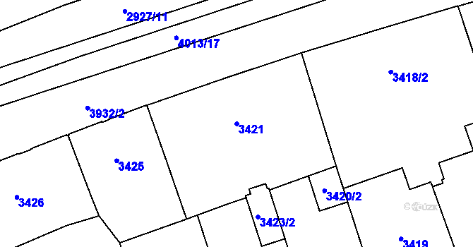 Parcela st. 3421 v KÚ Libeň, Katastrální mapa