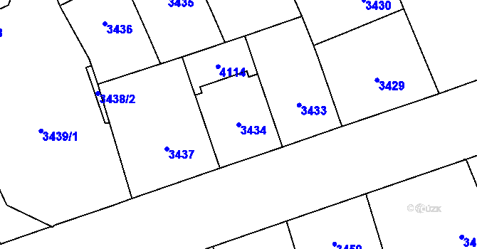 Parcela st. 3434 v KÚ Libeň, Katastrální mapa