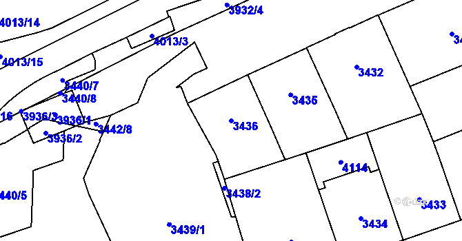 Parcela st. 3436 v KÚ Libeň, Katastrální mapa