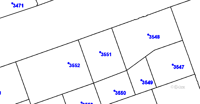 Parcela st. 3551 v KÚ Libeň, Katastrální mapa