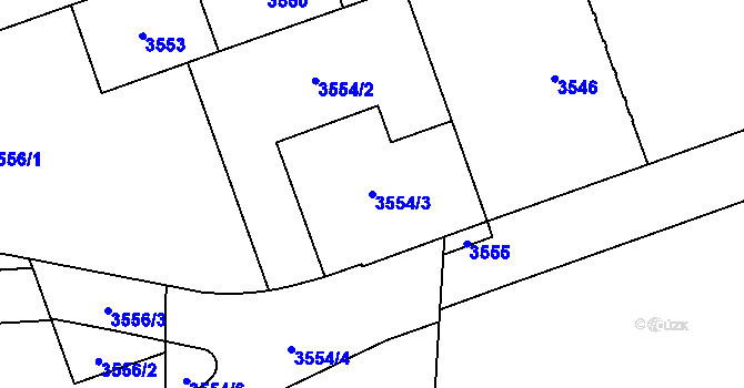 Parcela st. 3554/3 v KÚ Libeň, Katastrální mapa
