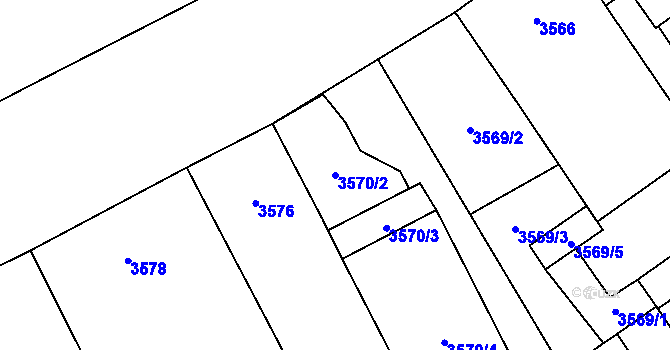 Parcela st. 3570/2 v KÚ Libeň, Katastrální mapa