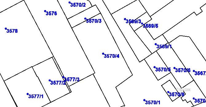 Parcela st. 3570/4 v KÚ Libeň, Katastrální mapa