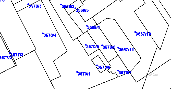 Parcela st. 3570/5 v KÚ Libeň, Katastrální mapa